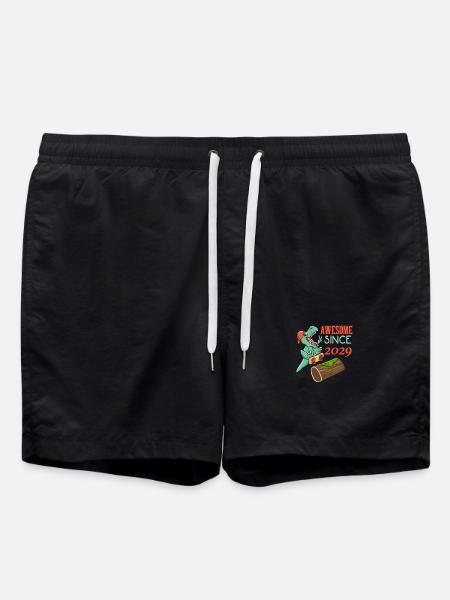 Dino Skater Birthday 2029 - Swim Trunks - black