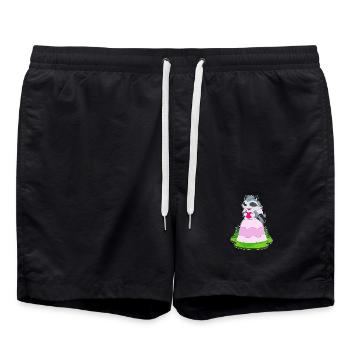 Waschbär Braut Herz Hochzeit - Badeshorts - Schwarz - Vorne - AI Model Male 185 light (185cm)