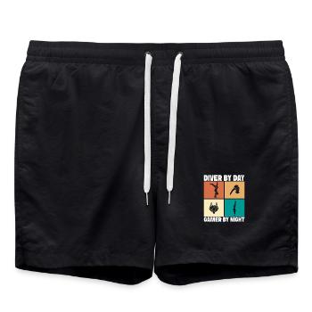 Kunstspringen Turmspringer Sprungbrett - Badeshorts - Schwarz - Vorne - AI Model Male 185 light (185cm)
