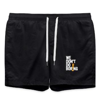 Wir langweilen nicht mit Ausrufezeichen - Badeshorts - Schwarz - Vorne - AI Model Male 185 light (185cm)