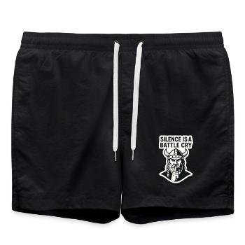 Viking Silence Battle Cry Design - Short de bain - noir - Devant - AI Model Male 185 light (185cm)