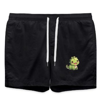 Dino Saurier Dinosaurier - Badeshorts - Schwarz - Vorne - AI Model Male 185 light (185cm)