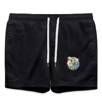 Dino Saurier Dinosaurier - Badeshorts - Schwarz - Vorne - AI Model Male 185 light (185cm)