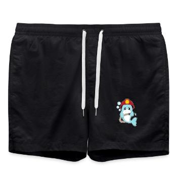 Dolphin fireman fire hose fire department - Swim Trunks - black - Front - AI Model Male 185 light (185cm)