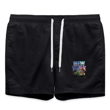 New York Hip Hop Hauptstadt Straßenkultur Hommage - Badeshorts - Schwarz - Vorne - AI Model Male 185 light (185cm)