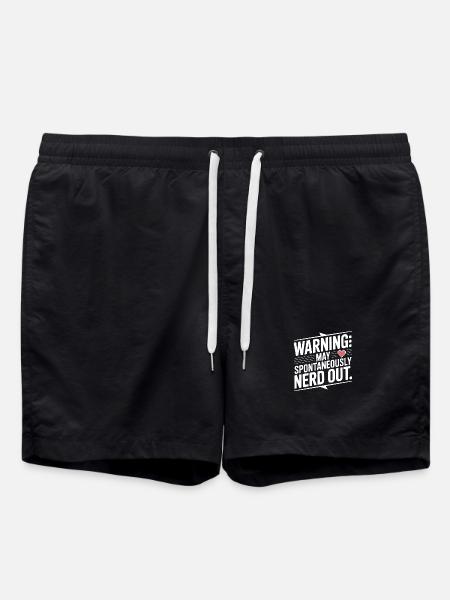 Warning May Spontaneously Nerd Out - Swim Trunks - black