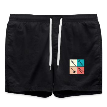 Chauffagiste Plombier Plombier de construction chauffage - Short de bain - noir - Devant - AI Model Male 185 light (185cm)