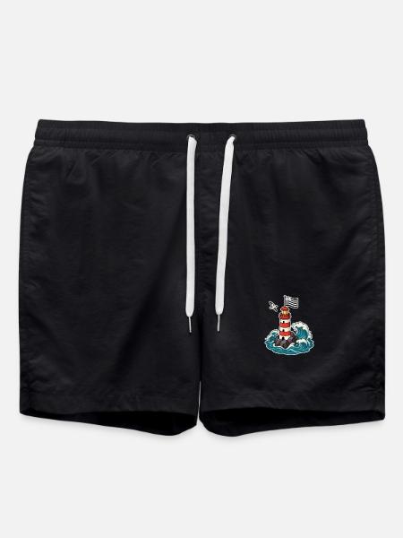 Bretagne Phare Breton Gwenn ha Du Fierté Bretonne - Badeshorts - Schwarz