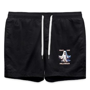 GHOST PEACE LOVE HALLOWEEN - Swim Trunks - black - Front - AI Model Male 185 light (185cm)