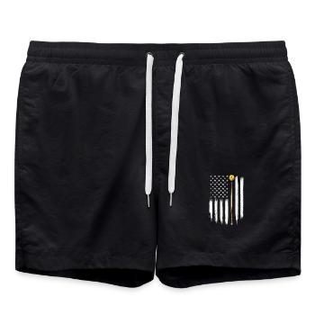 Billard US-Flagge Pool Halle Patriotischer Queuespieler - Badeshorts - Schwarz - Vorne - AI Model Male 185 light (185cm)