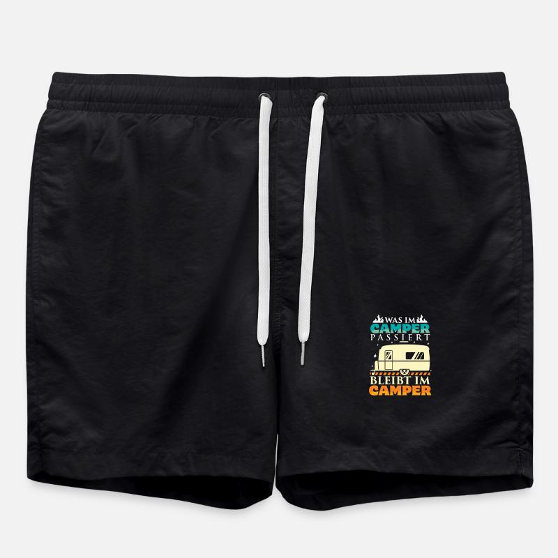 Camper Camping Caravan Saying - Swim Trunks - black