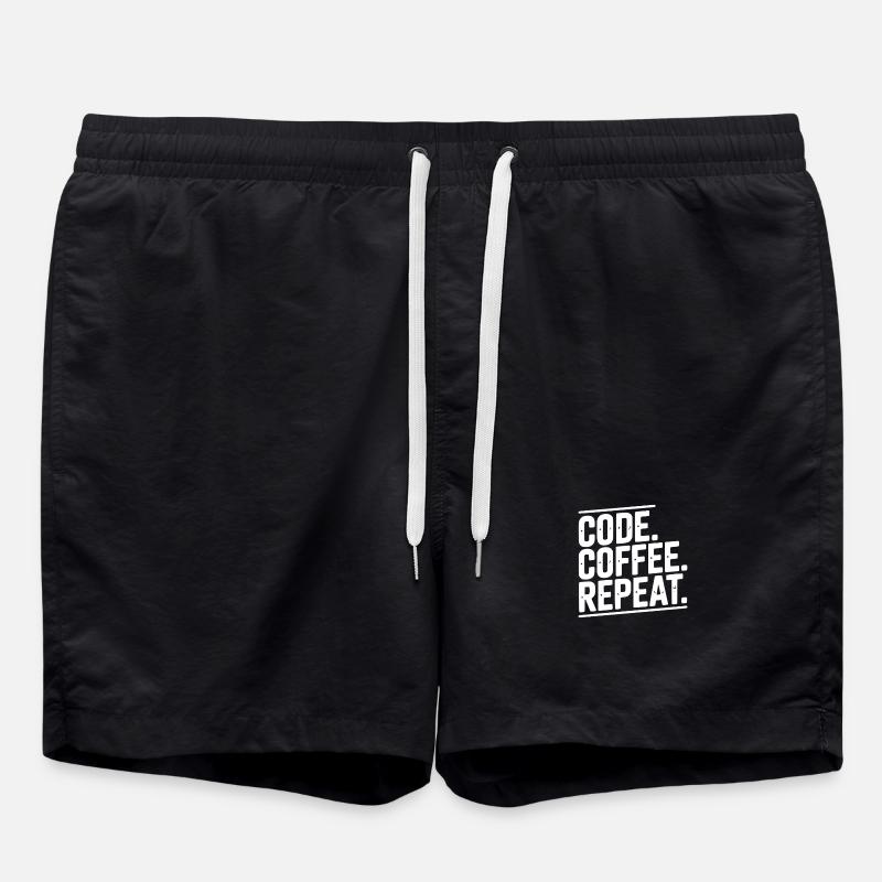 Code Coffee Repeat - Swim Trunks - black
