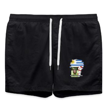 Weihnachtsfeier mit Mate und Schneemann - Badeshorts - Schwarz - Vorne - AI Model Male 185 light (185cm)