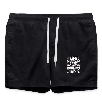 Curling Dire Chats Drôle Curling Cadeau - Short de bain - noir - Devant - AI Model Male 185 light (185cm)