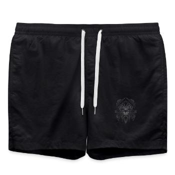 Silver Filigree Ornament Pattern - Swim Trunks - black - Front - AI Model Male 185 light (185cm)
