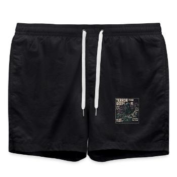 Terror aus der Tiefe Kraken Filmplakat Halloween - Badeshorts - Schwarz - Vorne - AI Model Male 185 light (185cm)