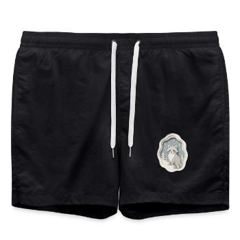 Winterlicher Waschbär im Schnee - Badeshorts - Schwarz - Vorne - AI Model Male 185 light (185cm)