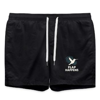 Drôle Colibri Mem Petit Oiseau Grande Énergie - Short de bain - noir - Devant - AI Model Male 185 light (185cm)
