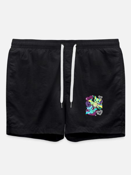 Retro Fledermäuse Halloween Kinder - Badeshorts - Schwarz