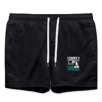 Loutre de mer dessin animé chats - Short de bain - noir - Devant - AI Model Male 185 light (185cm)