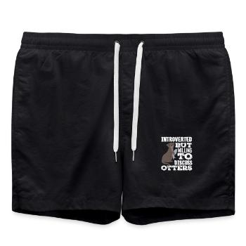 Loutre de mer dessin animé introverti - Short de bain - noir - Devant - AI Model Male 185 light (185cm)