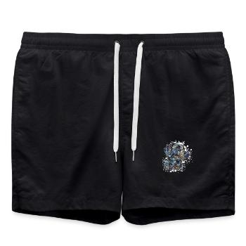 Wasserfarben Hundeporträt Blau - Badeshorts - Schwarz - Vorne - AI Model Male 185 light (185cm)