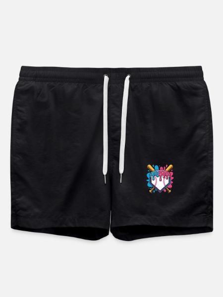 Baseball Home Plate Mit Eiscreme Streuseln - Swim Trunks - black
