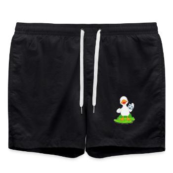 Ente Handballspieler Handball - Badeshorts - Schwarz - Vorne - AI Model Male 185 light (185cm)