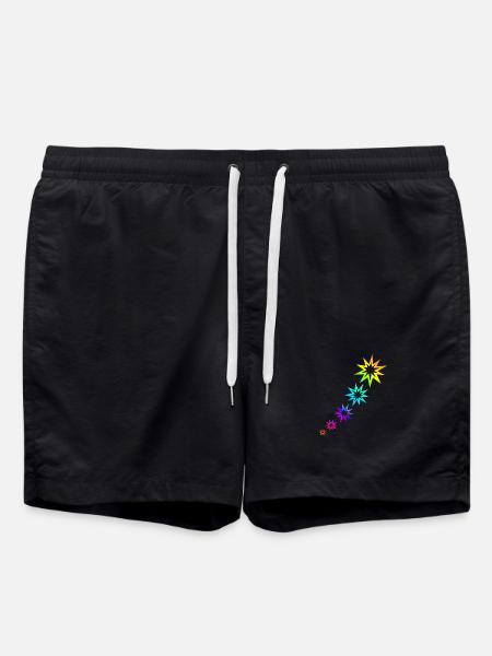 Bunte Sterne - Badeshorts - Schwarz