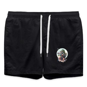 Médiéval Chevalier Guerrier Roi Cheval Enfants - Short de bain - noir - Devant - AI Model Male 185 light (185cm)