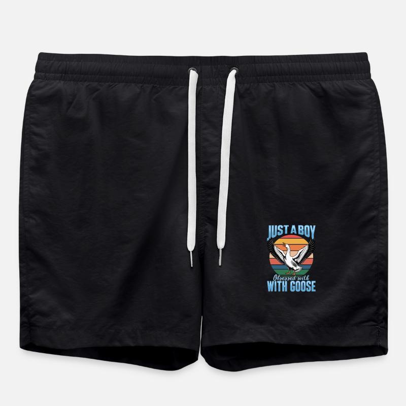 Funny Bird Goose - Swim Trunks - black