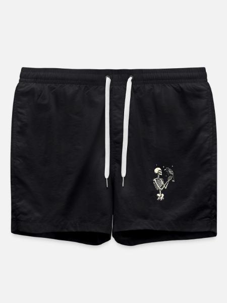 Skeleton with Raven - Swim Trunks - black