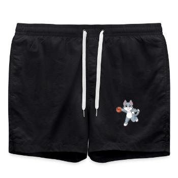 Katze Handballer Handball - Badeshorts - Schwarz - Vorne - AI Model Male 185 light (185cm)