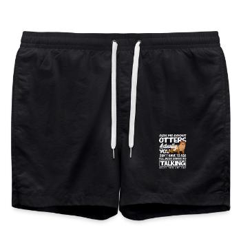 Always Talking About Sea Otter Cartoon - Swim Trunks - black - Front - AI Model Male 185 light (185cm)