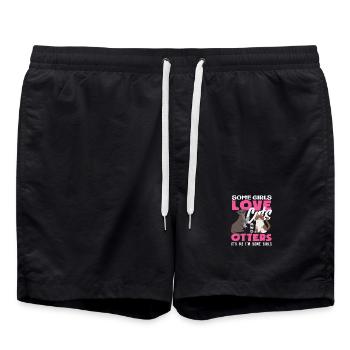 Filles, je suis une fille, loutre de mer, dessin animé - Short de bain - noir - Devant - AI Model Male 185 light (185cm)