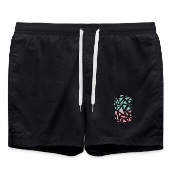 Dreieck Muster - türkis rosa - Badeshorts - Schwarz - Vorne - AI Model Male 185 light (185cm)