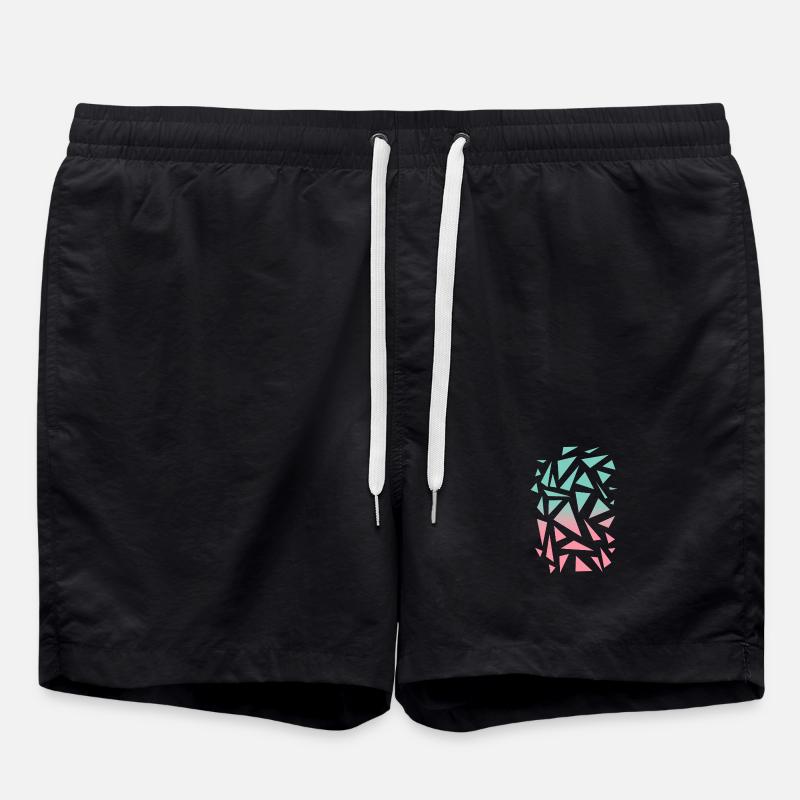 Triangle Pattern - Turquoise Pink - Swim Trunks - black