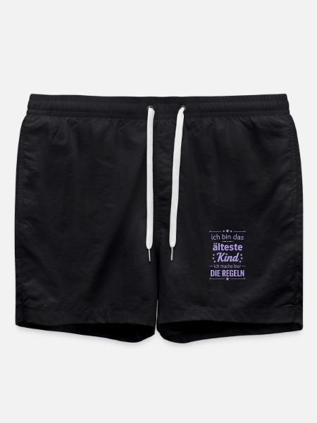 Lustiger Spruch mittleres Kind Familie - Badeshorts - Schwarz