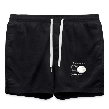 Kuscheliges Schaf Cartoon Spruch - Badeshorts - Schwarz - Vorne - AI Model Male 185 light (185cm)
