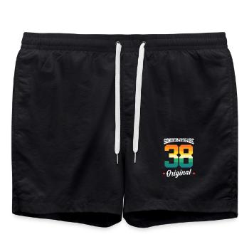 38 Geburtstag - Badeshorts - Schwarz - Vorne - AI Model Male 185 light (185cm)