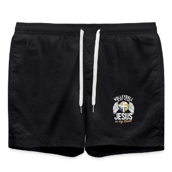 Volley-ball et Jésus – Conception d’une croix avec des ailes - Short de bain - noir - Devant - AI Model Male 185 light (185cm)