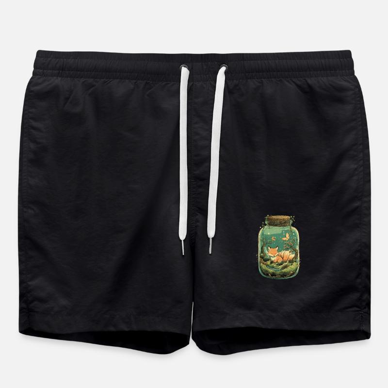 Magic Kitsune Fox Kawaii Terrarium - Badeshorts - sort