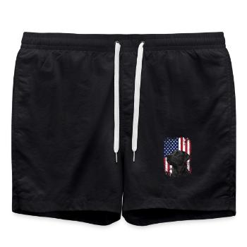Laboratoire patriotique avec scène de chasse au drapeau américain - Short de bain - noir - Devant - AI Model Male 185 light (185cm)