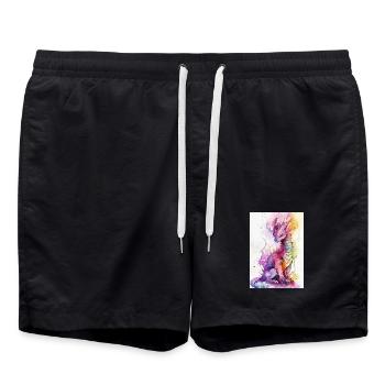 Dragon Aquarelle Arc-en-Ciel - Short de bain - noir - Devant - AI Model Male 185 light (185cm)