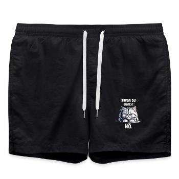 Bevor Du Fragst Nö Katze Morgenmuffel Nein Katzen - Badeshorts - Schwarz - Vorne - AI Model Male 185 light (185cm)