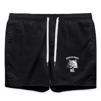 Bevor Du Fragst Nö Katze Morgenmuffel Nein Katzen - Badeshorts - Schwarz - Vorne - AI Model Male 185 light (185cm)