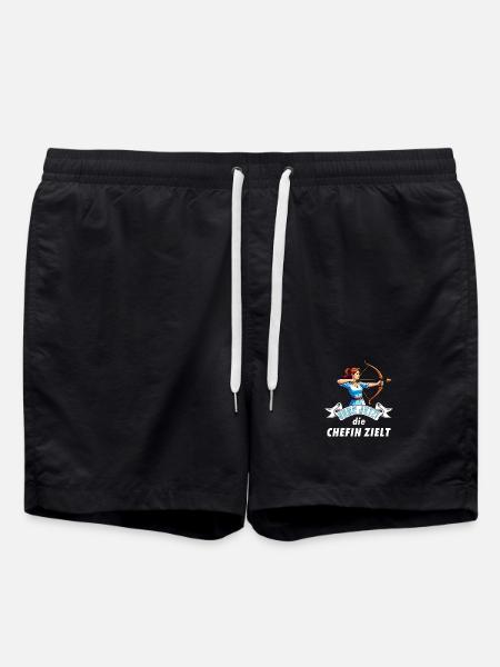 Bogenschützin Chefin zielt - Swim Trunks - black