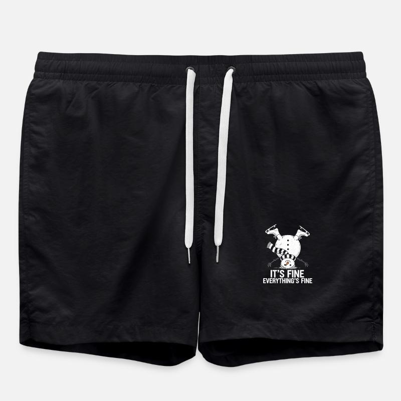 Upside-Down Snowman Saying - Swim Trunks - black
