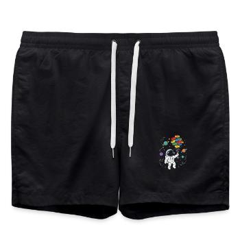 Astronaut Bausteine Space Brick Builder - Badeshorts - Schwarz - Vorne - AI Model Male 185 light (185cm)