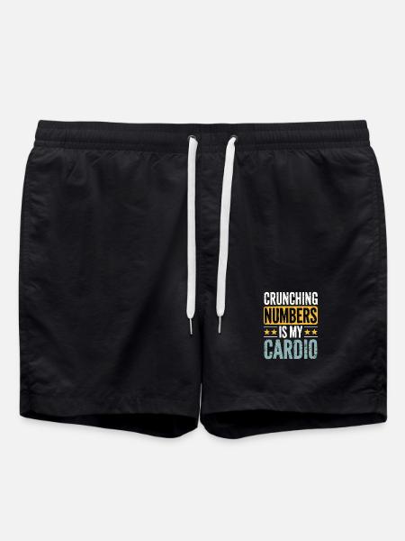 Crunching Numbers - Cardio Financial Humor - Swim Trunks - black